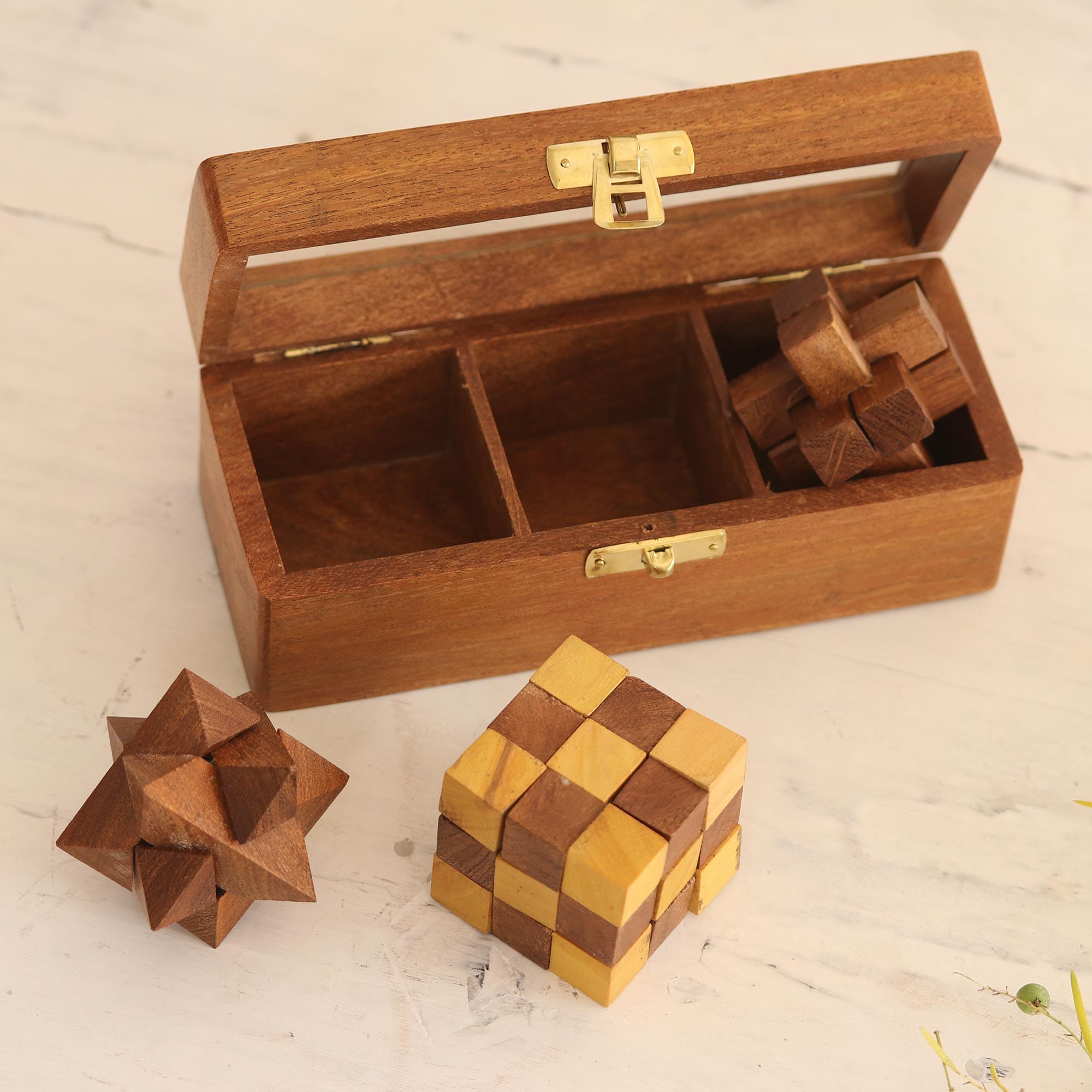 Acacia Wood Puzzles (Boxed Set of 3) - Triple the Fun
