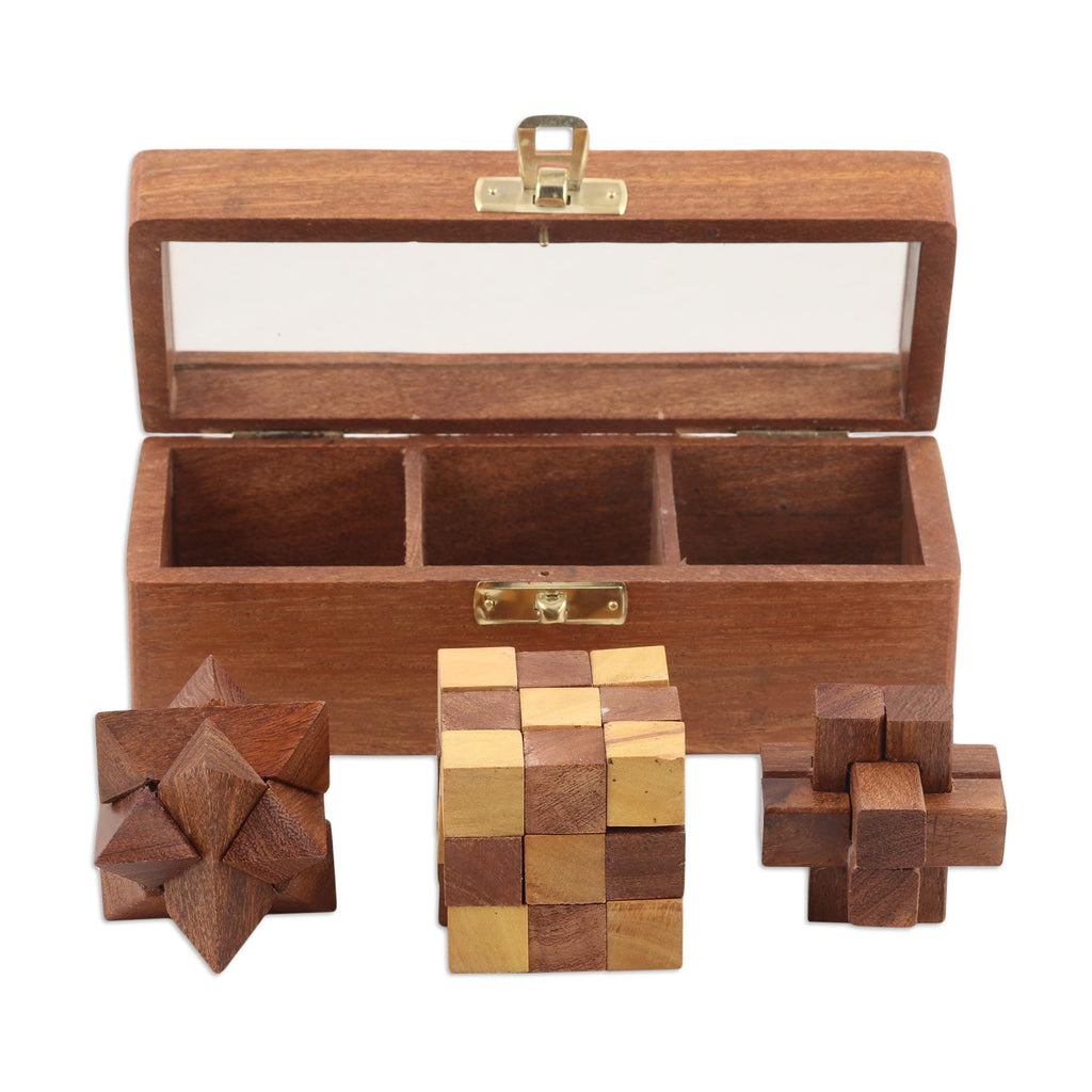 Acacia Wood Puzzles (Boxed Set of 3) - Triple the Fun