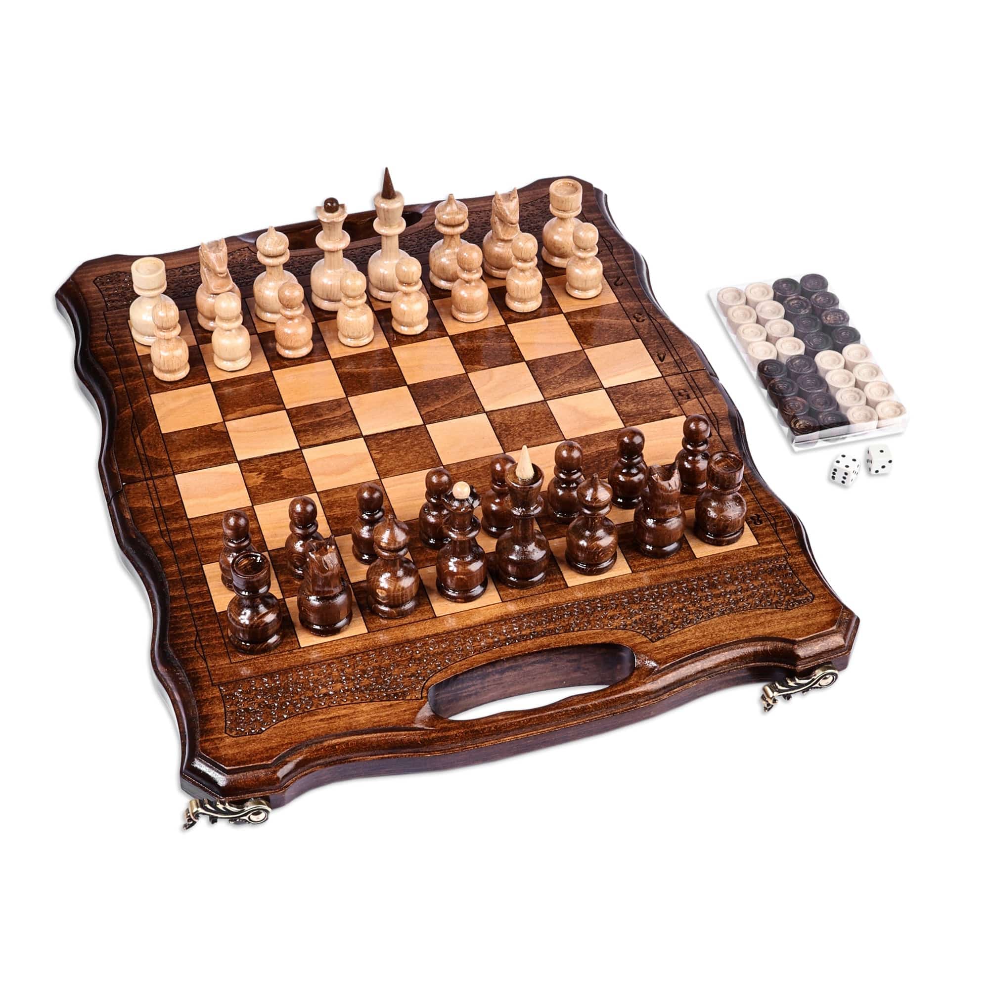 Armenian Handcrafted Wood Chess & Backgammon Board Game Set - Double the Excitement
